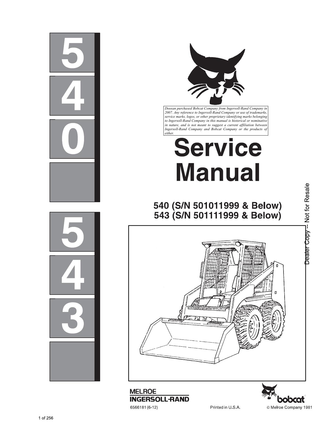 540 543 Loader Service Manual Bobcat